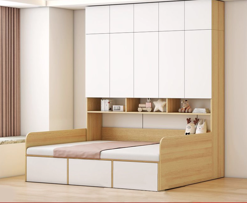  Built-in bed with multi-functional wardrobe 
