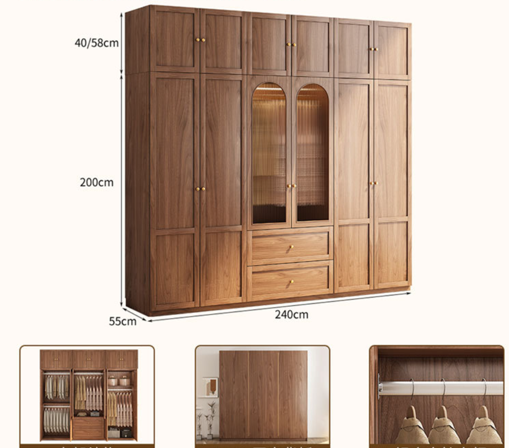  خزانة ملابس يونجو خشب مودرن أبواب سحاب - دولاب ملابس كبير من KS-Furniture 