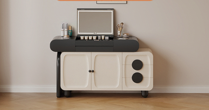  Dressing table with drawers and a hidden folding mirror 