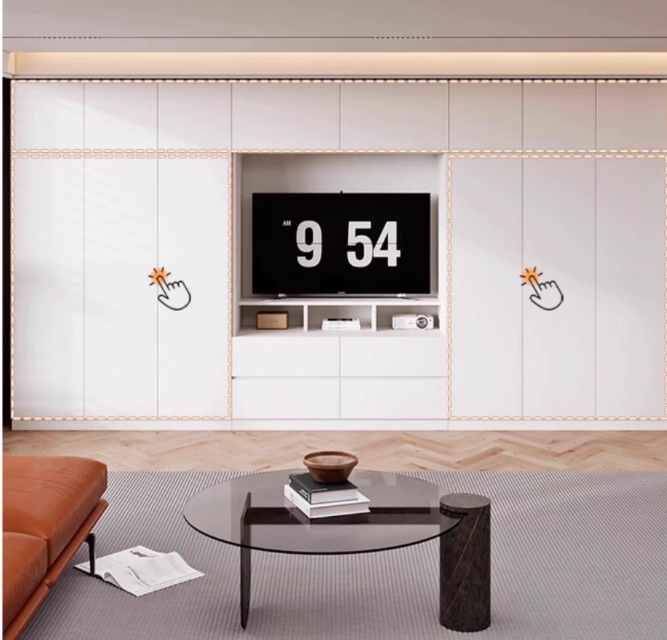  خزانة ملابس مودرن مدمجة مع طاولة تلفزيون خشبية - أثاث ذكي من KS-Furniture 