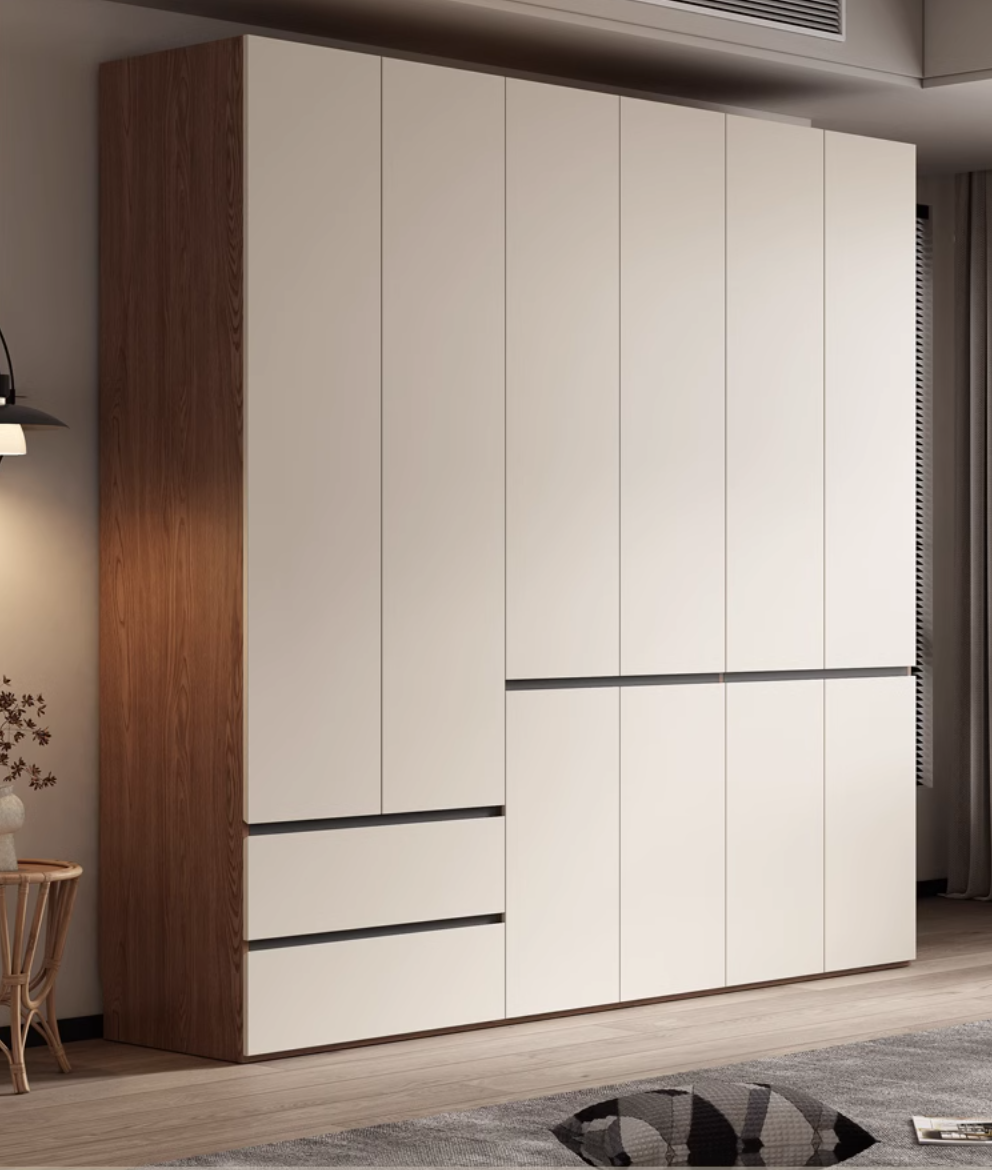  خزانة ملابس نيوكلاسيك خشب مودرن بمقابض ذهبية - دولاب ملابس كبير من KS-Furniture 