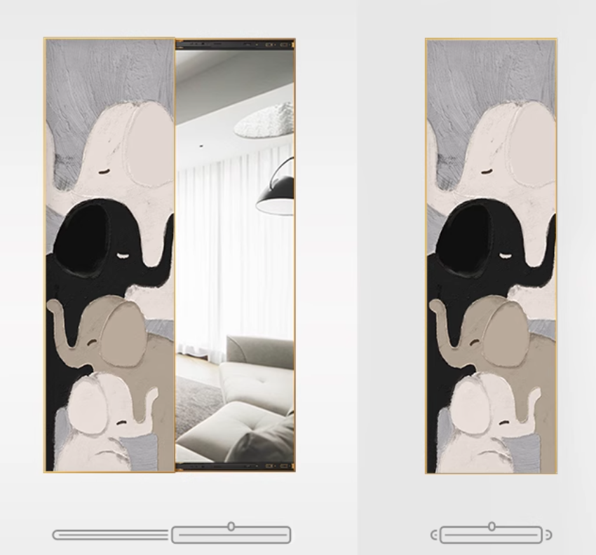  A painting with an elephant-shaped mirror 