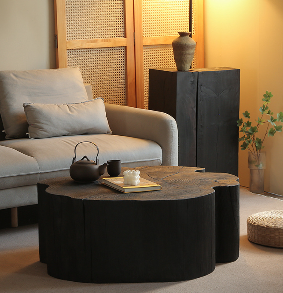  Irregular tree trunk coffee table 