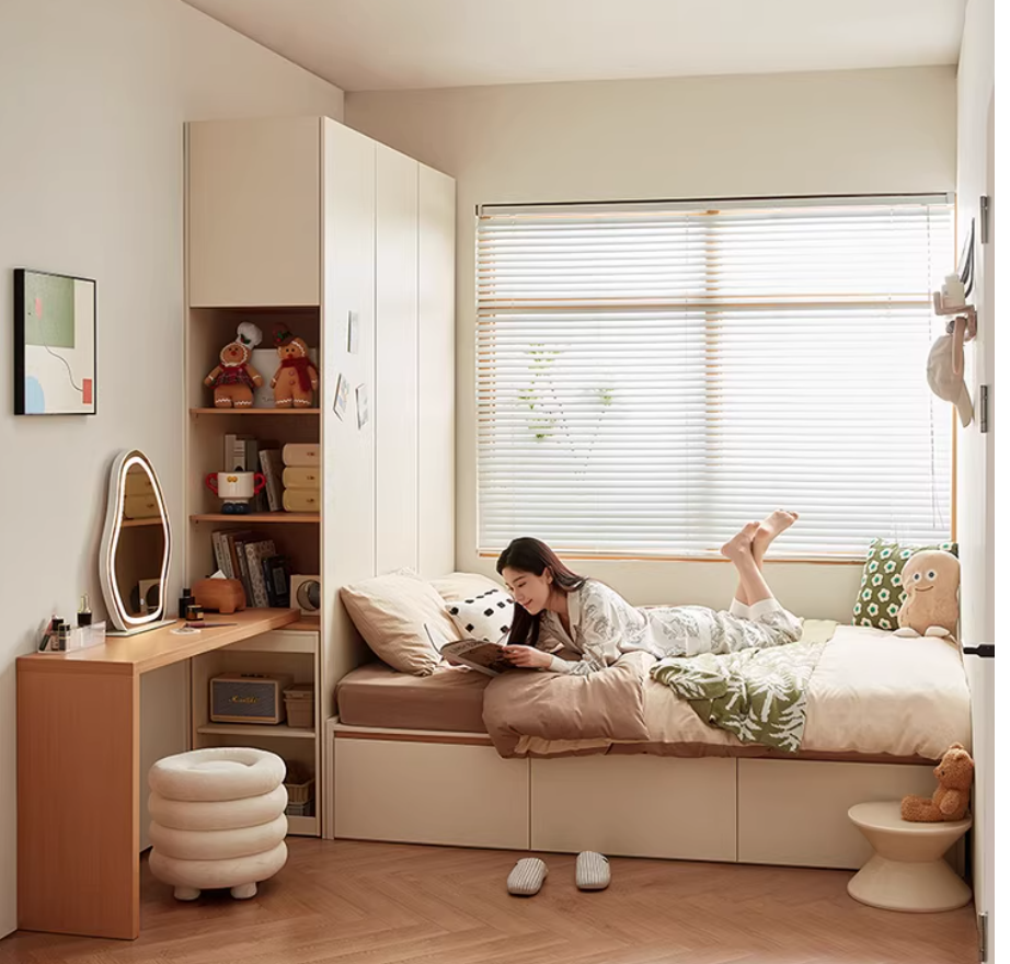  Bed with wardrobe and desk 