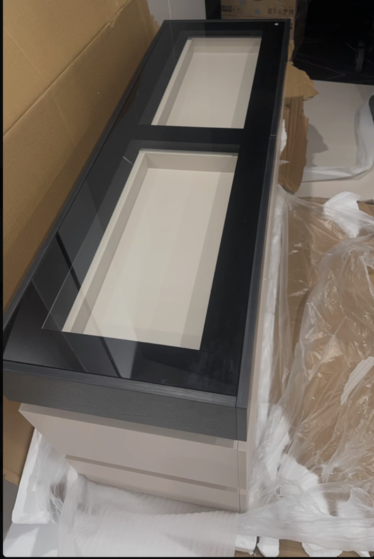  Decorative table with integrated cabinet and foldable mirror 