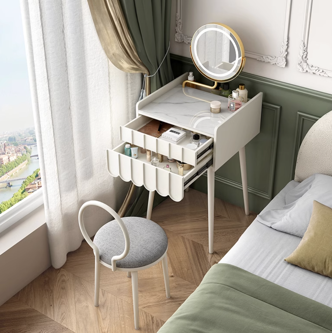  Nordic corner dressing table with chair and illuminated mirror 