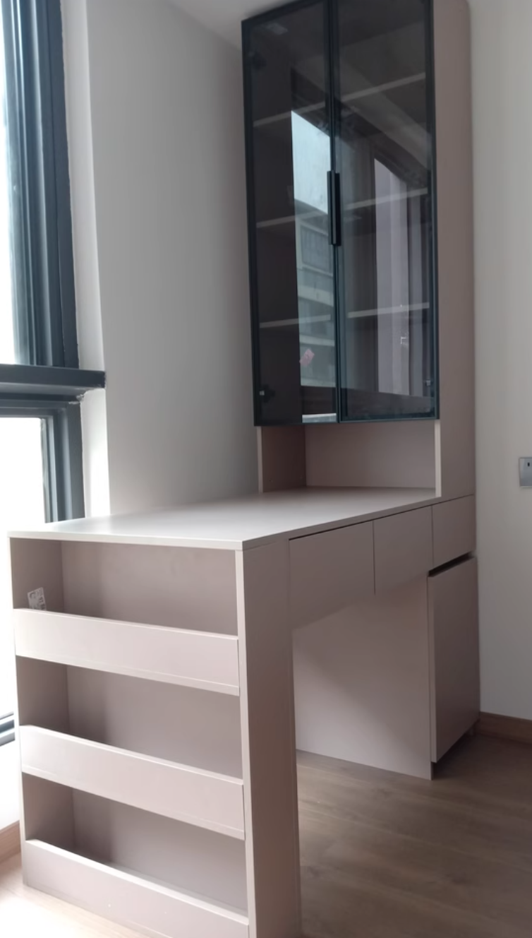  wooden desk and bookcase 