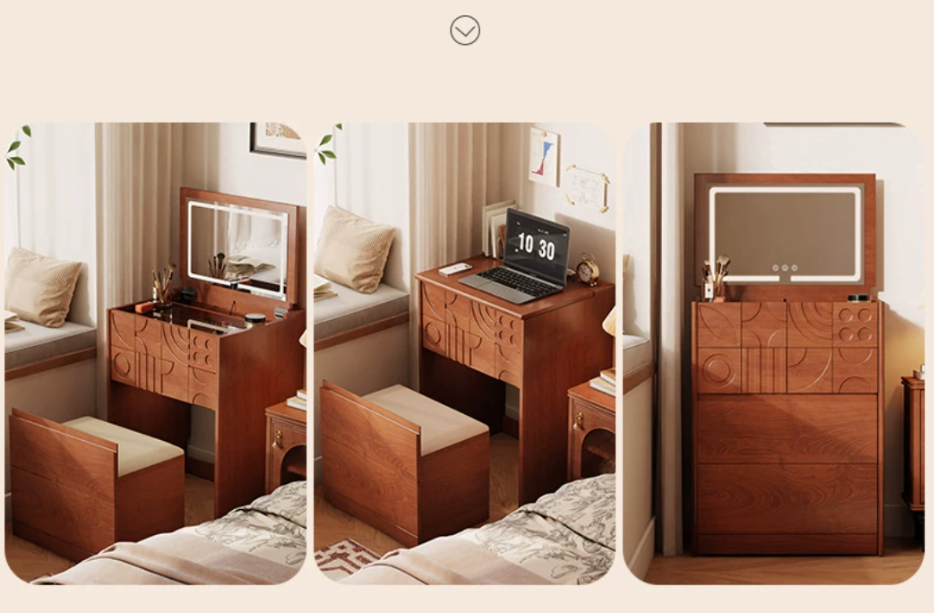  Decorative table and small makeup cabinet with wooden designs 