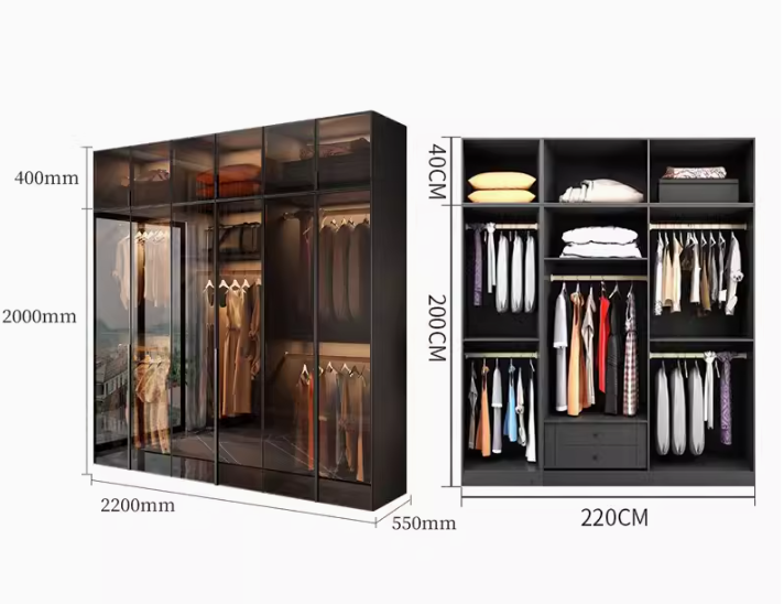 خزانة ملابس خشب مودرن بمقابض طولية أنيقة - دولاب ملابس كبير من KS-Furniture 
