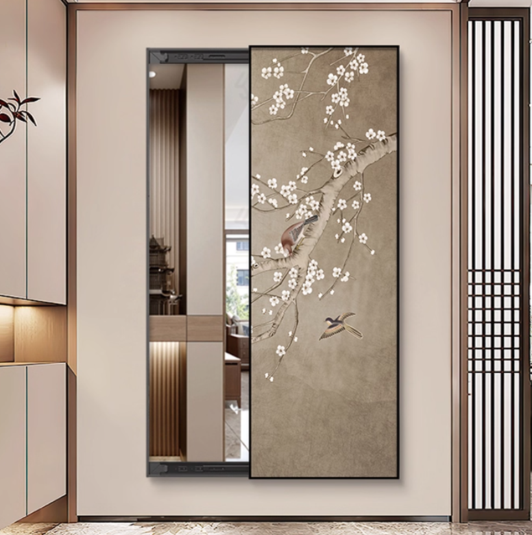  Mirror with a sliding, lockable panel 
