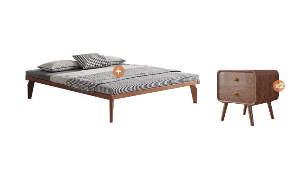  Bed with two bedside tables 