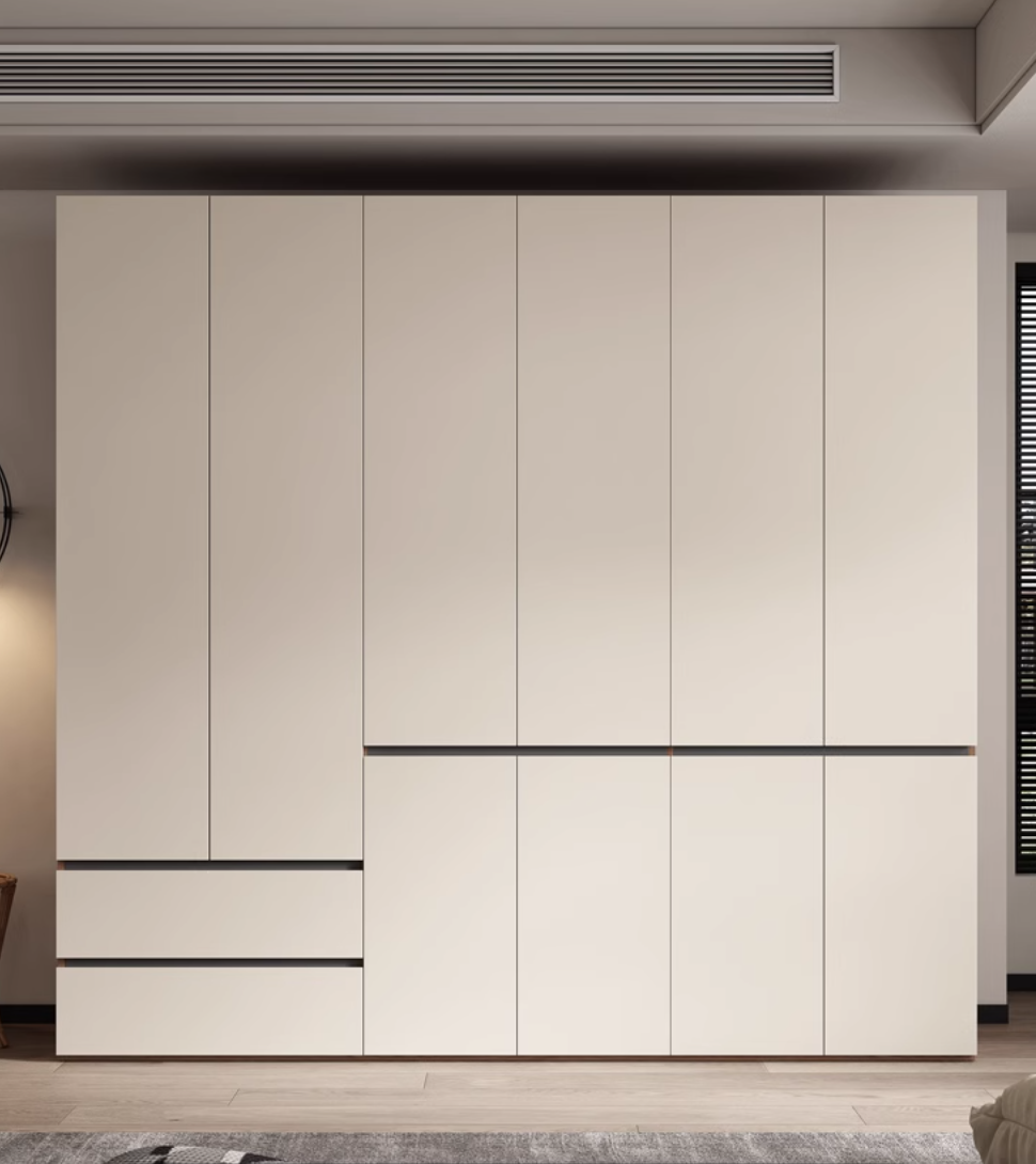  خزانة ملابس نيوكلاسيك خشب مودرن بمقابض ذهبية - دولاب ملابس كبير من KS-Furniture 