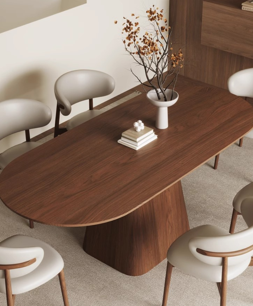  Walnut oval dining table 