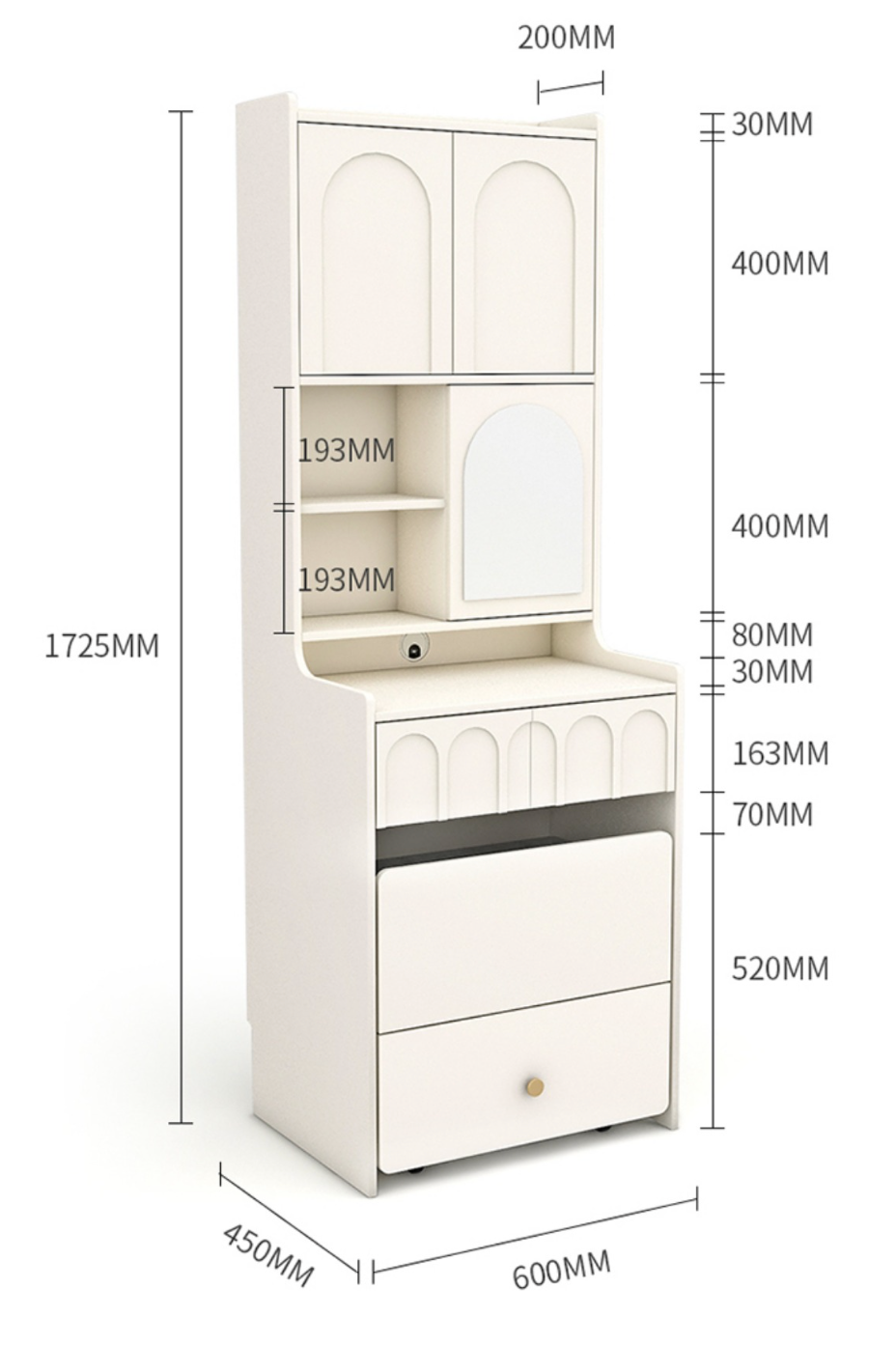  Dressing table with hidden chair 