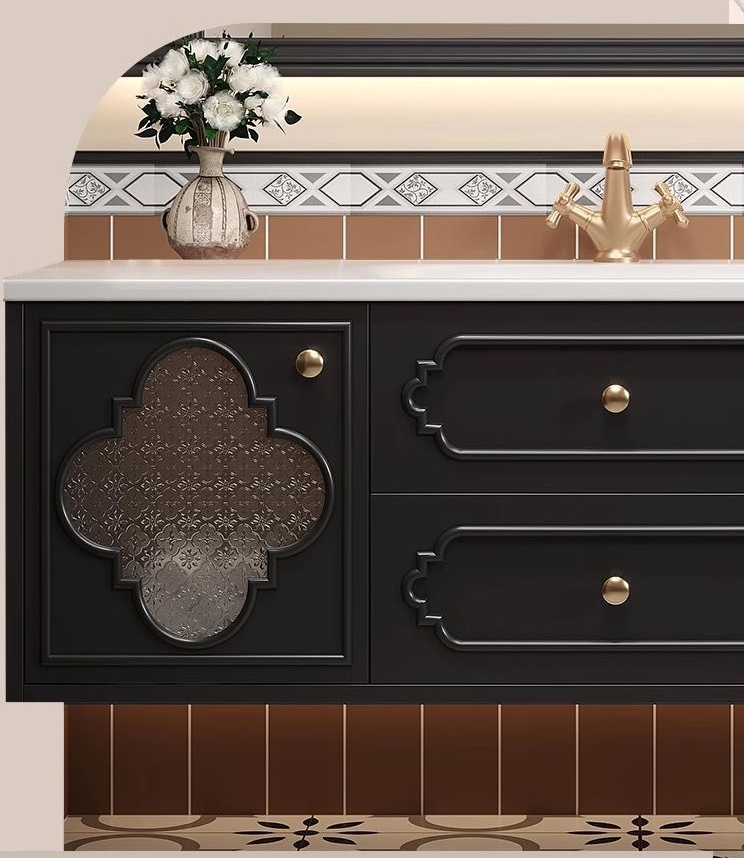  Antique oak bathroom cabinet and mirrored cabinet 