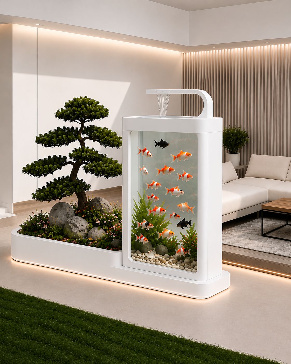  حوض ونافورة ونباتات بتصميم عصري 