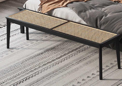  Solid wood rattan bed 
