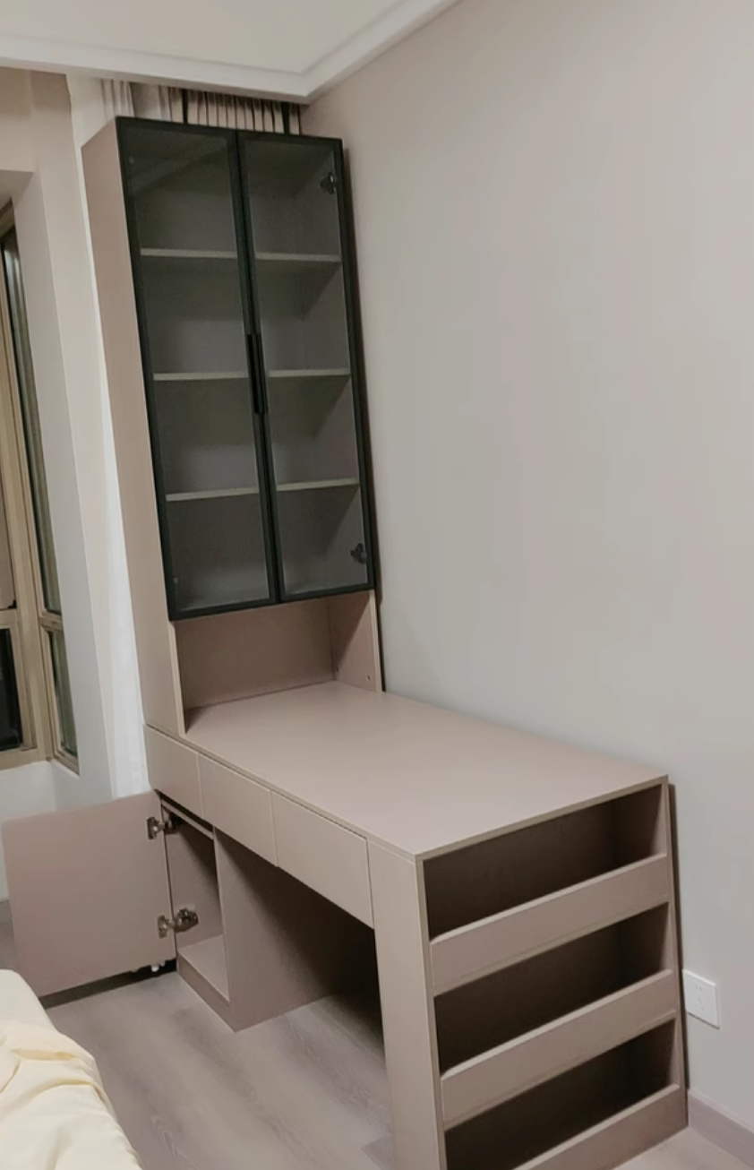  wooden desk and bookcase 