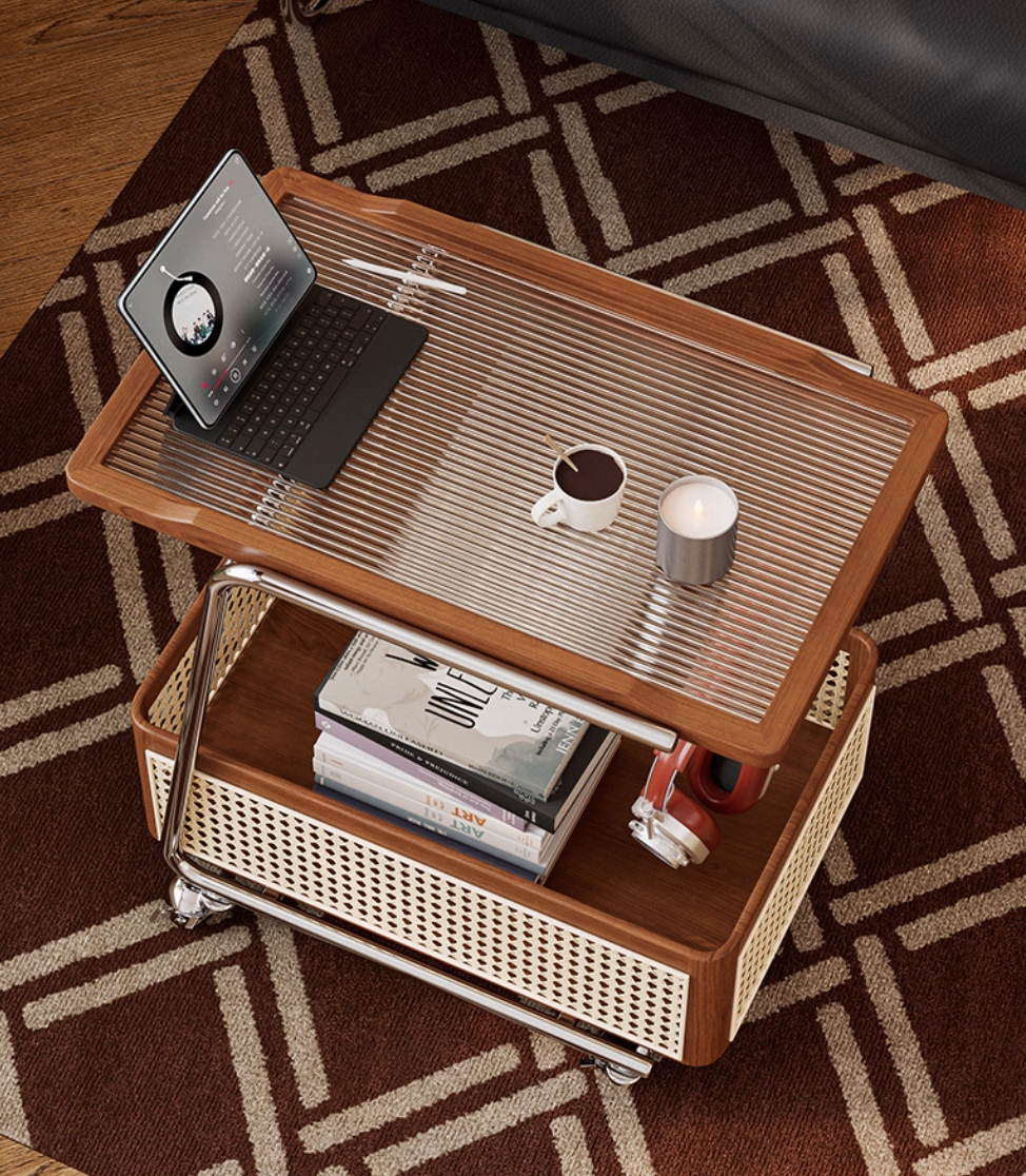  Side table with mobile storage cart 
