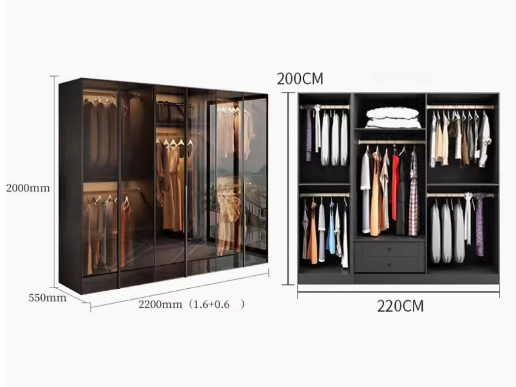  خزانة ملابس خشب مودرن بمقابض طولية أنيقة - دولاب ملابس كبير من KS-Furniture 