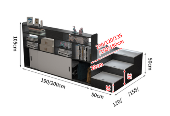  Bed with wardrobe and drawer 
