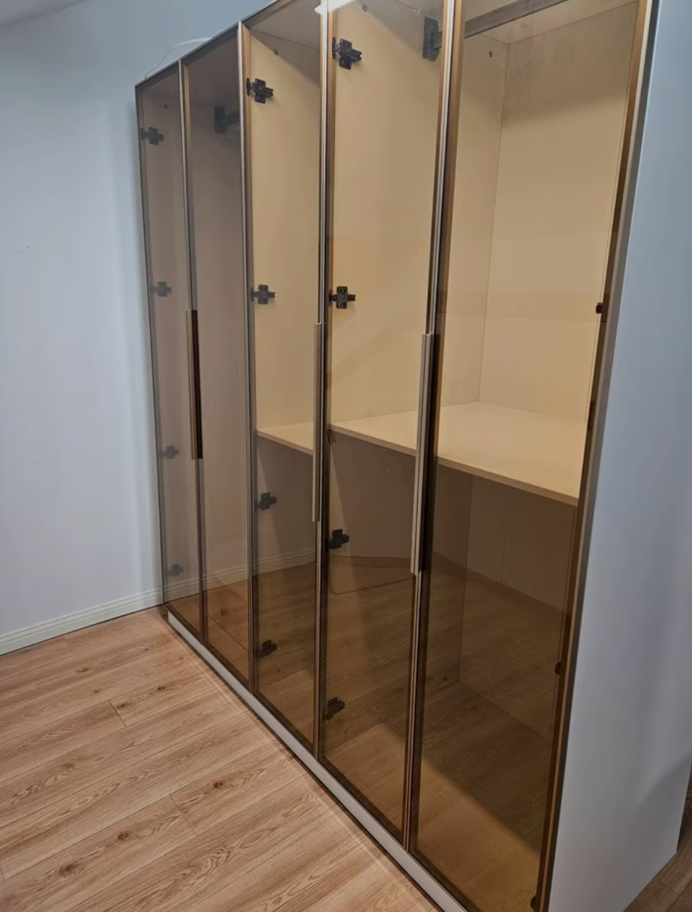  Luxurious modern wardrobe with a glass door design 