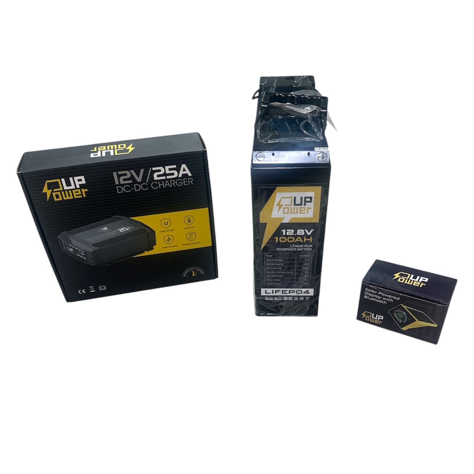 بطارية ليثيوم LiFePO4 12.8V 100A 11cm من PowerUp مع منظم 25A