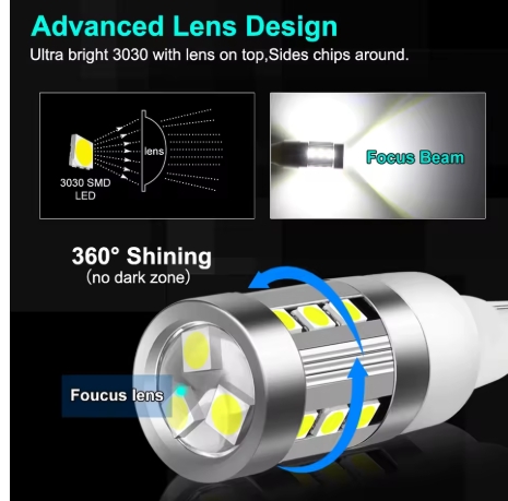 مصباح ليد ضوء خلفي للسيارة فائق السطوع T15 3030 15SMD