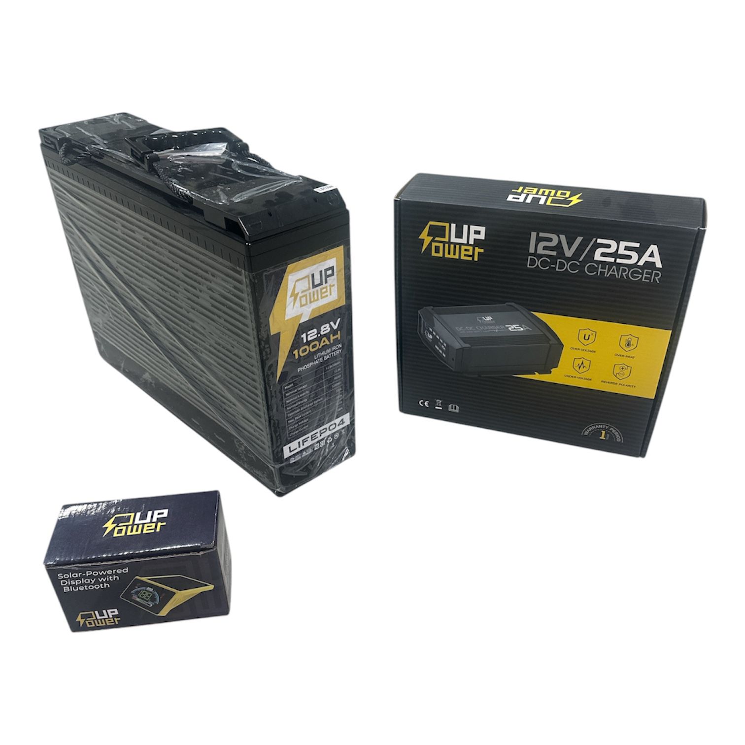 بطارية ليثيوم LiFePO4 12.8V 100A 11cm من PowerUp مع منظم 25A