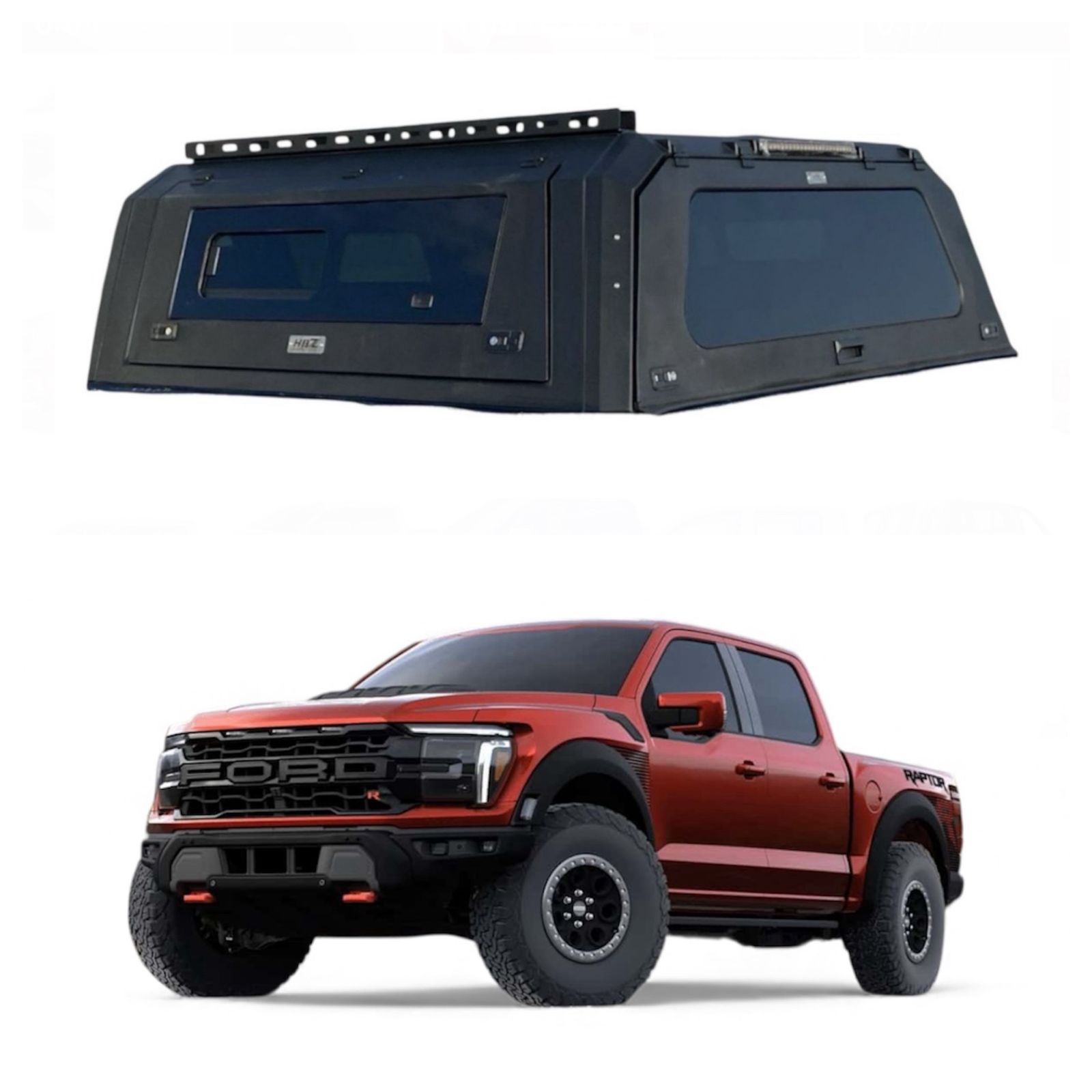 شد الكانوبي من HBZ - غمارتين F150 رابتر  raptor 5.5 ft مديل 2016-2024 - مع النوافذ