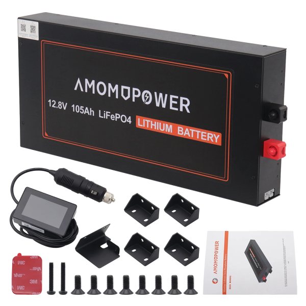بطارية ليثيوم نحيفة AMOMPOWER 105AH 12V