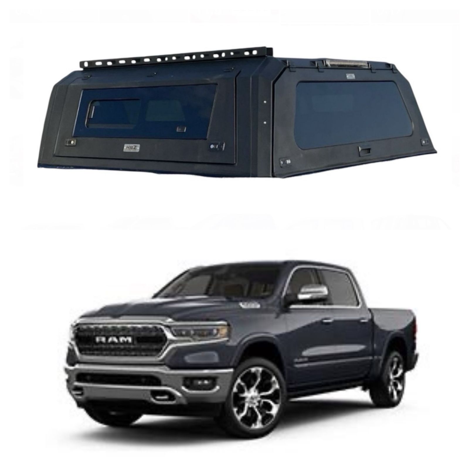شد الكانوبي من HBZ - دوج رام Dodge Ram 1500 twin 5.8ft مديل2015 - 2025 - مع النوافذ