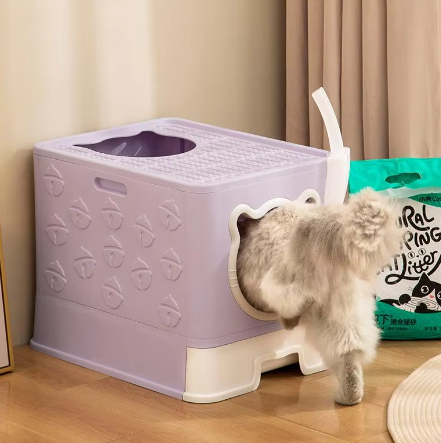 Cat Litter Box, Anti-Splash Pan, Fully Enclosed, Easy to Clean, Extra Large, Cat Toilet