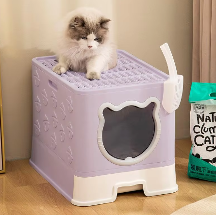 Cat Litter Box, Anti-Splash Pan, Fully Enclosed, Easy to Clean, Extra Large, Cat Toilet