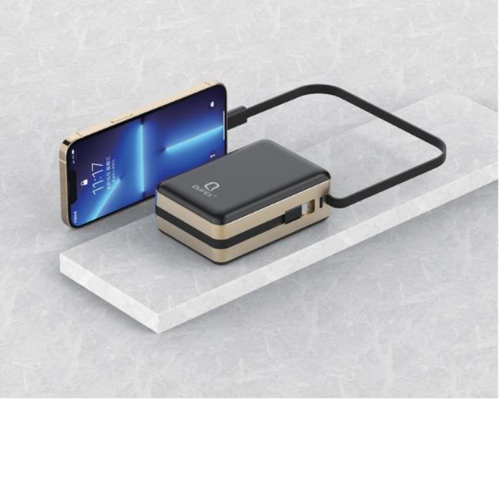 شاحن متنقل PD بسعة 30000mAh  مع كيبل تايب سي + كيبل آيفون مدمج - أسود