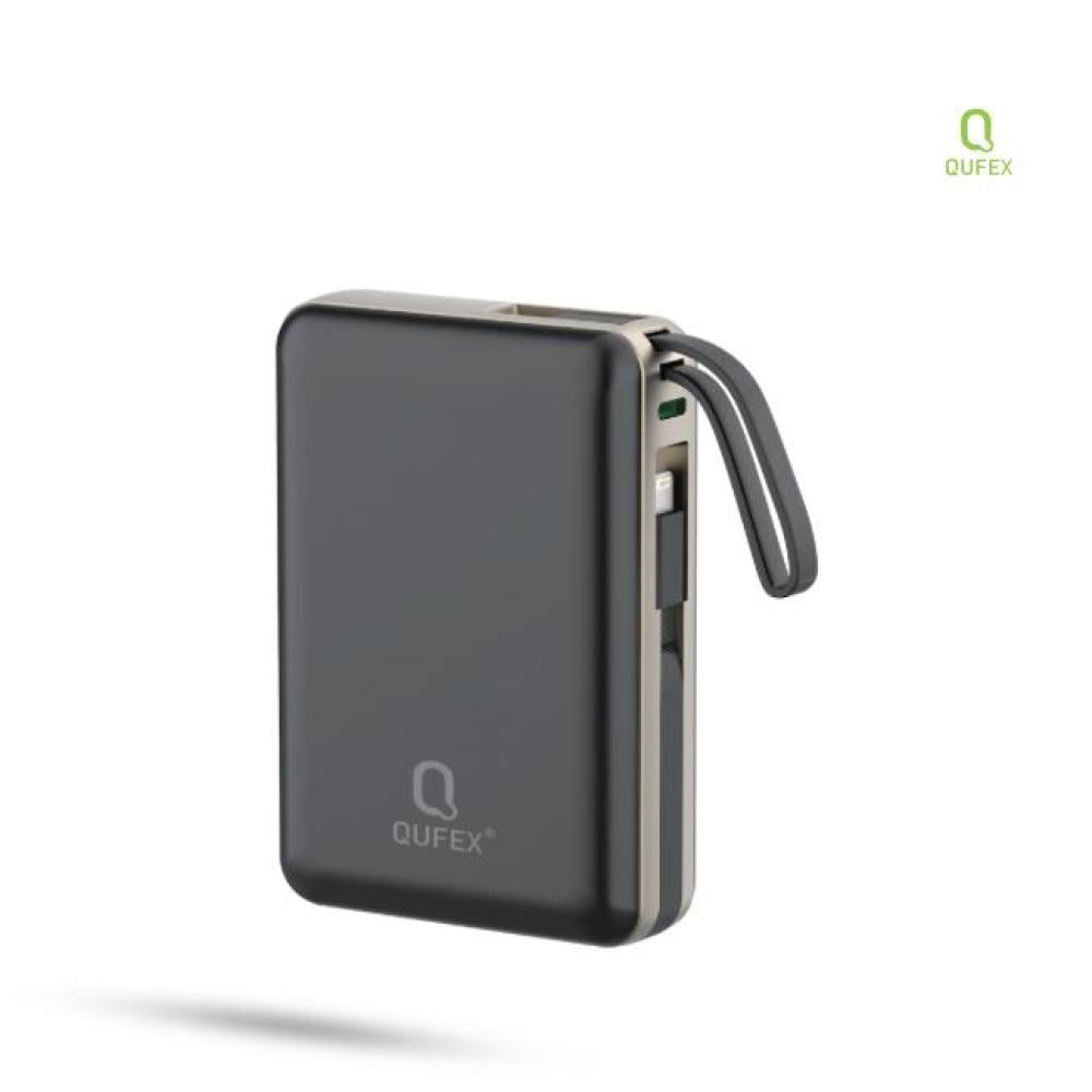 شاحن متنقل PD بسعة 20000mAh  مع كيبل تايب سي + كيبل آيفون مدمج -أسود |