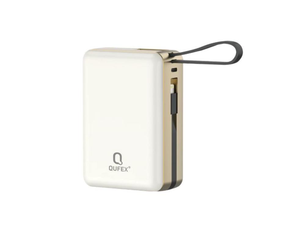 شاحن متنقل PD بسعة 30000mAh  مع كيبل تايب سي + كيبل آيفون مدمج - بيج |