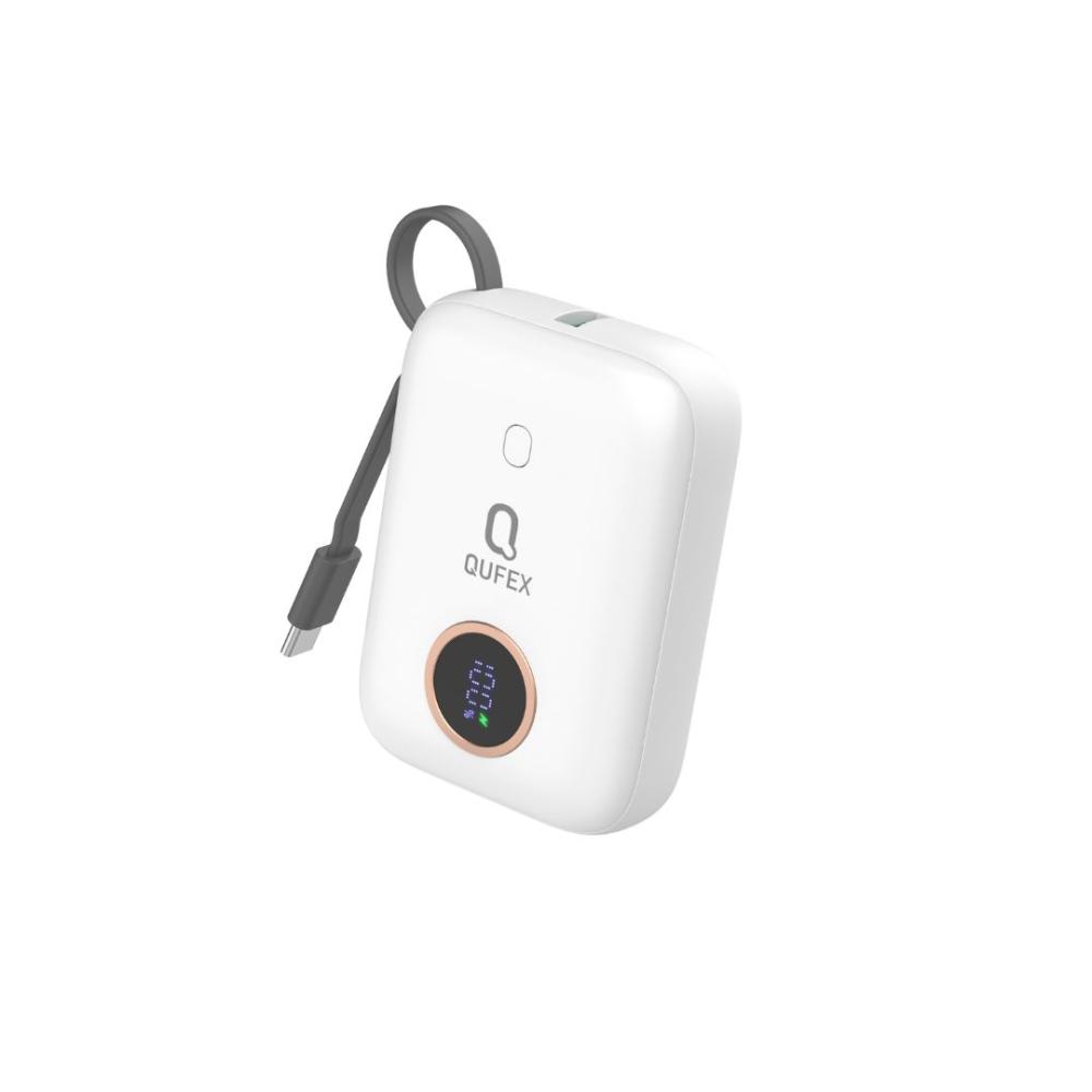 شاحن متنقل PD بسعة 10000mAh من QUFEX - أبيض - صورة 3