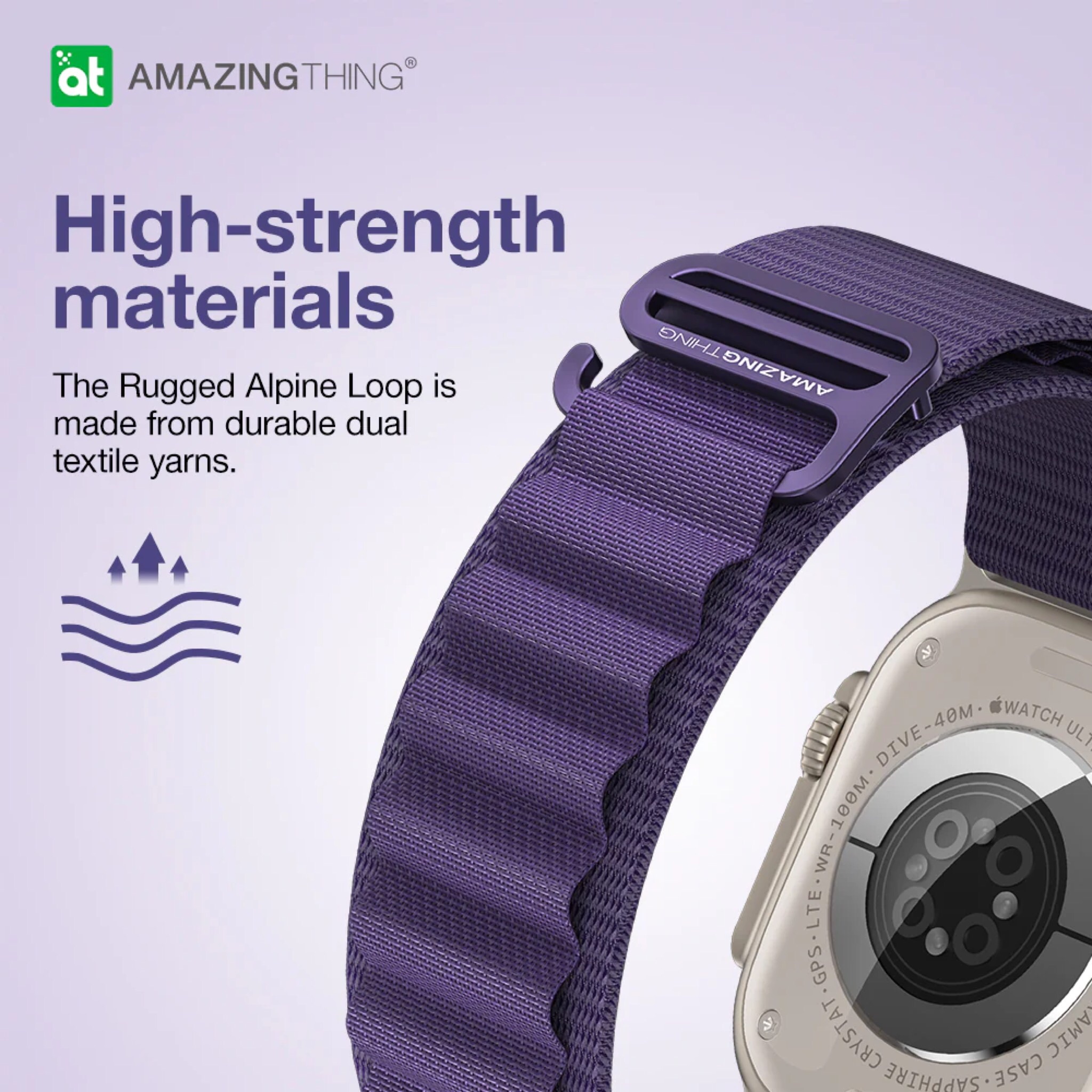 سوار رياضي AmazingThing تيتان ساعة ابل 49/45 - بنفسجي