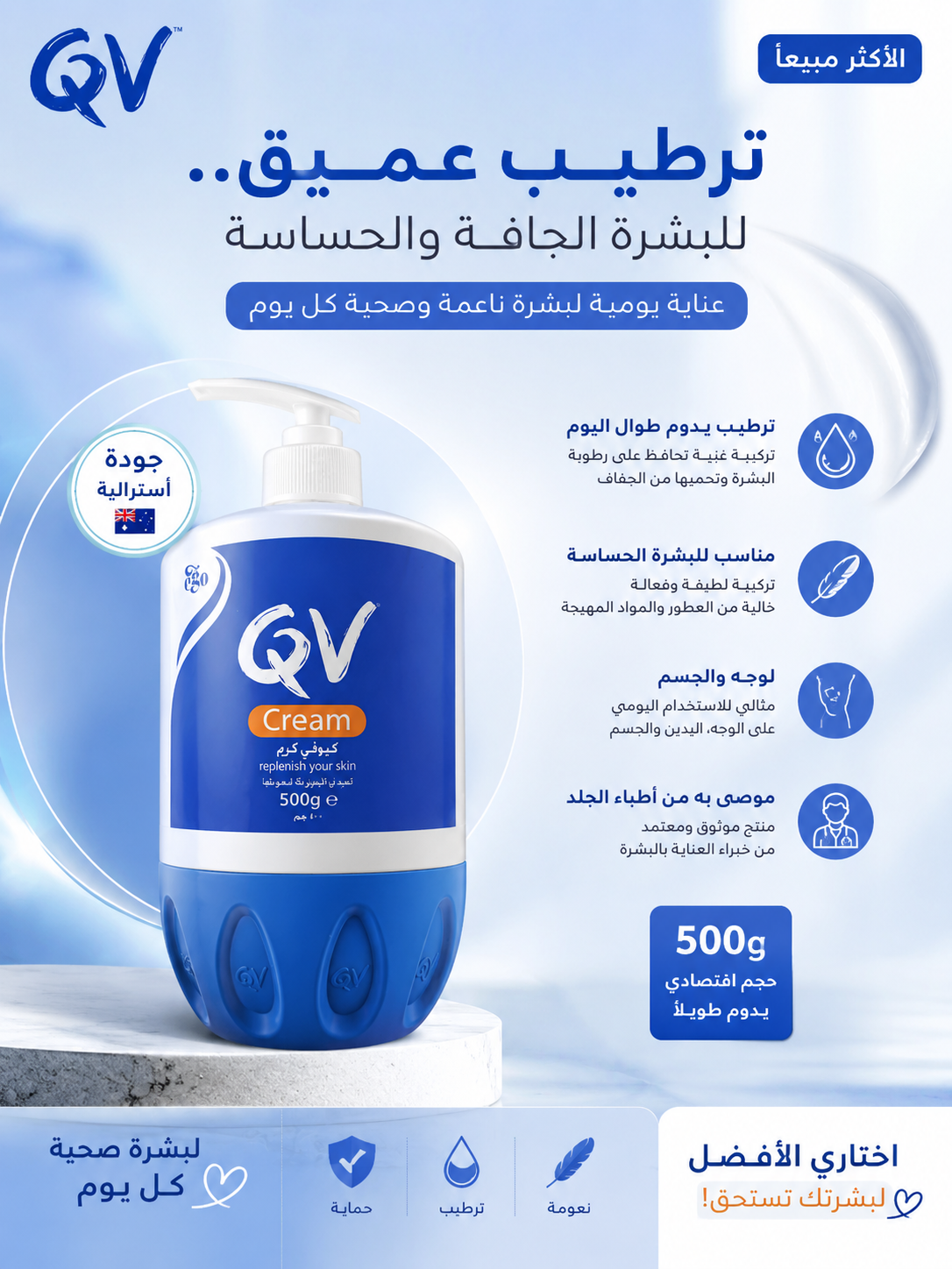 QV كريم ترطيب عميق: بشرة صحية بضغطة زر!