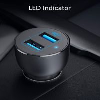شاحن سيارة انكر باوردرايف الاصدار الثالث بمنفذين USB عالي السرعة وبقوة 36 واط - اسود
