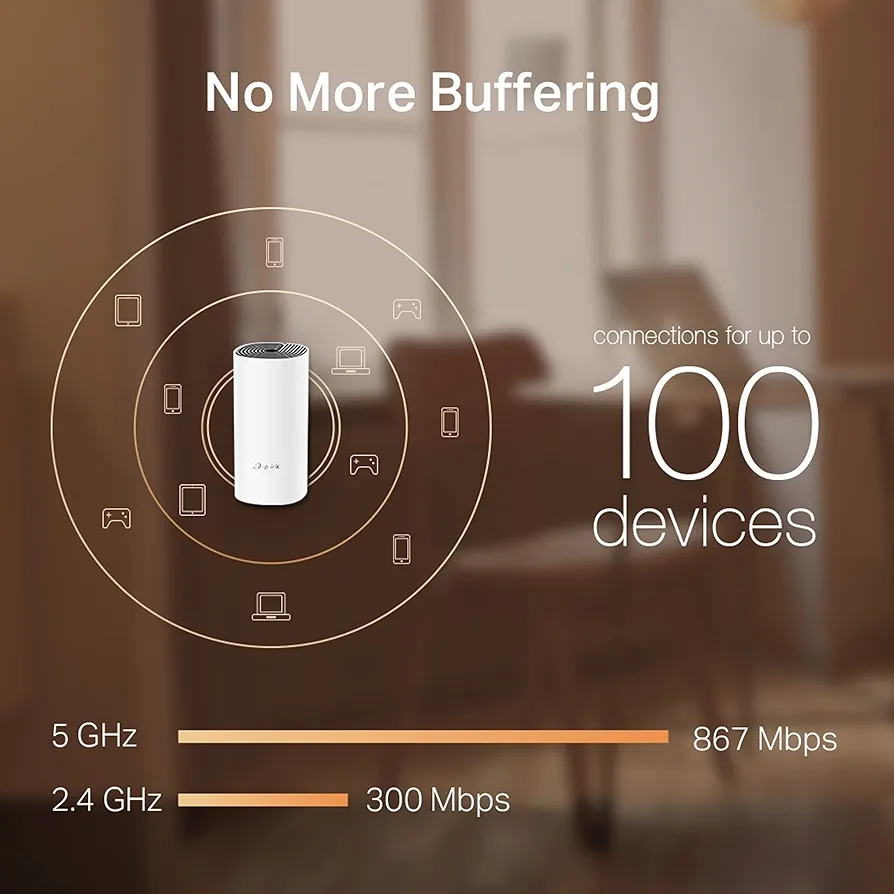 تي بي لينك راوتر  نظام Wi-Fi شبكي للمنزل بالكامل Deco M4 AC1200 عبوة من 3 قطع - أبيض 