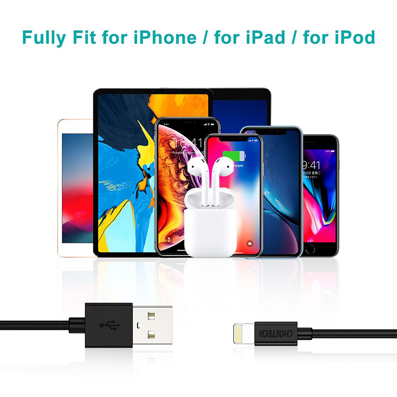 سلك شاحن تشويتيك USB الى آيفون Mfi وبطول 1.2م - اسود