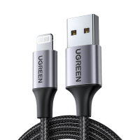 سلك شاحن يوجرين نايلون مظفر USB إلى آيفون بطول 1 م - أسود