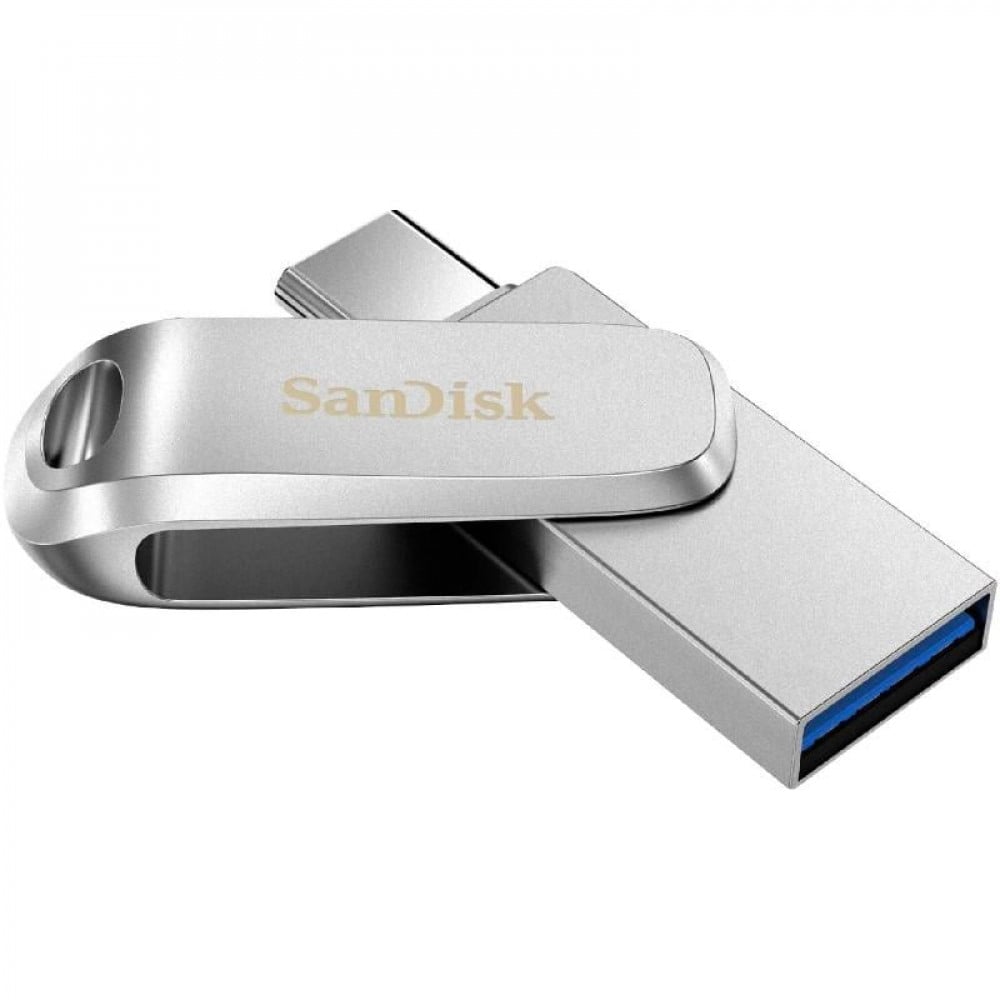 سانديسك - فلاش ميموري مدخل تايب سي الي usb مساحات متعددة (32-64-128-256-512جيجا- 1 تيرا) فضي