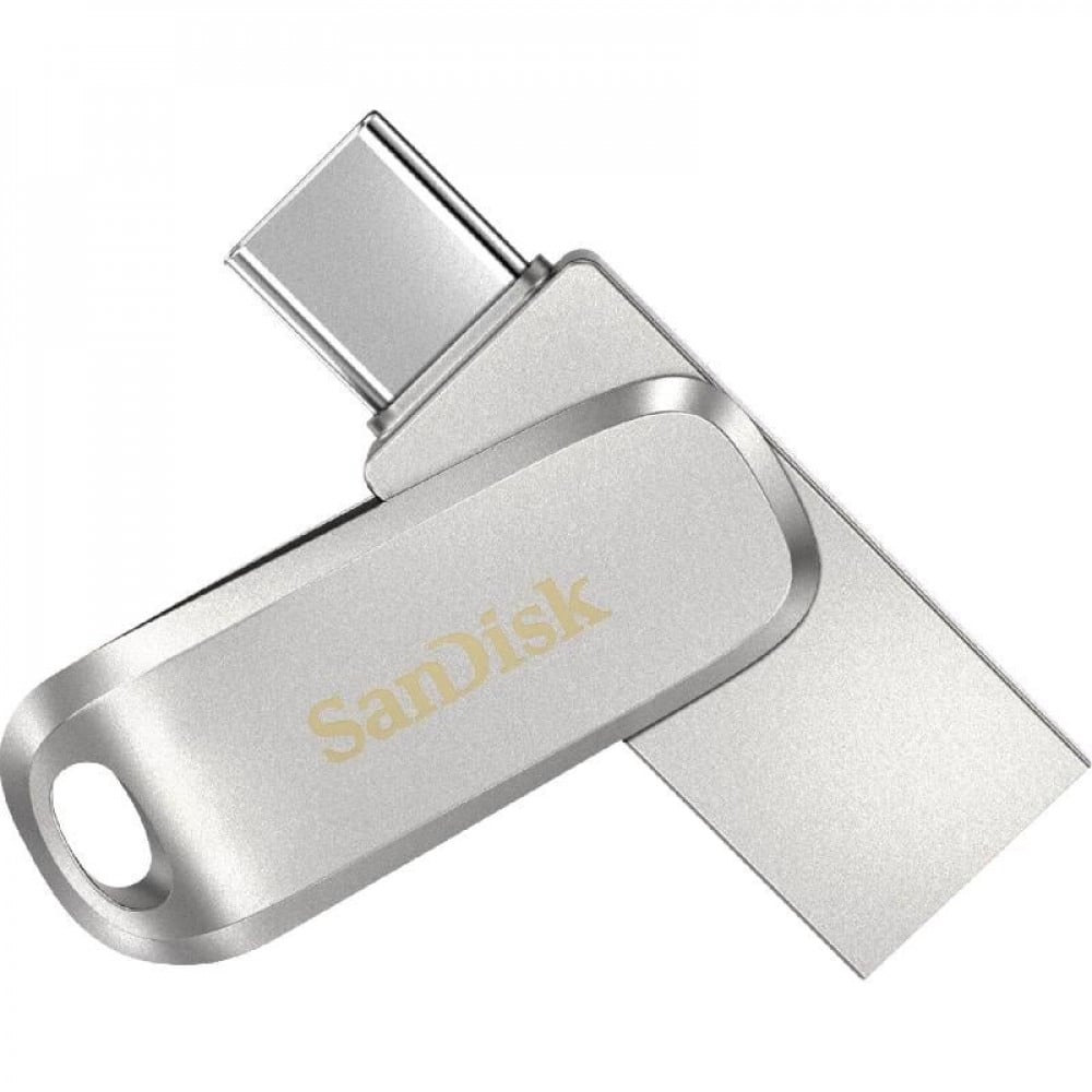 سانديسك - فلاش ميموري مدخل تايب سي الي usb مساحات متعددة (32-64-128-256-512جيجا- 1 تيرا) فضي