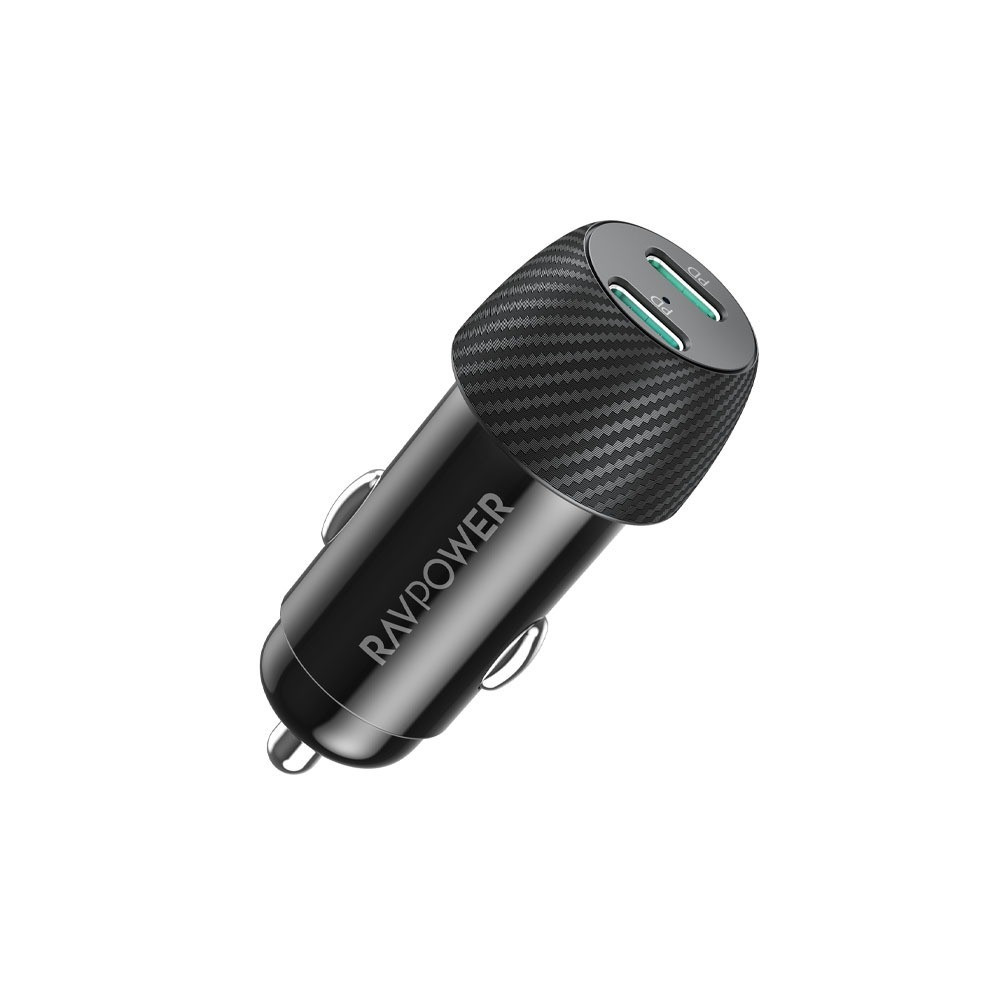 شاحن سيارة راف باور RP- VC032 بايونير 50 واط بمنفذين USB-C - اسود | شواحن