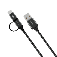سلك شاحن موماكس زيرو 2 في 1 Type-C و Micro بطول 1 م - اسود