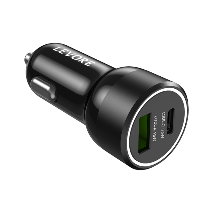 شاحن سيارة ليفوري 51 واط منفذ USB وPD - أسود