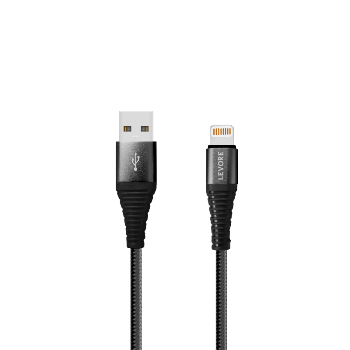سلك شاحن ليفوري ايفون USB بطول 1 م نايلون - اسود